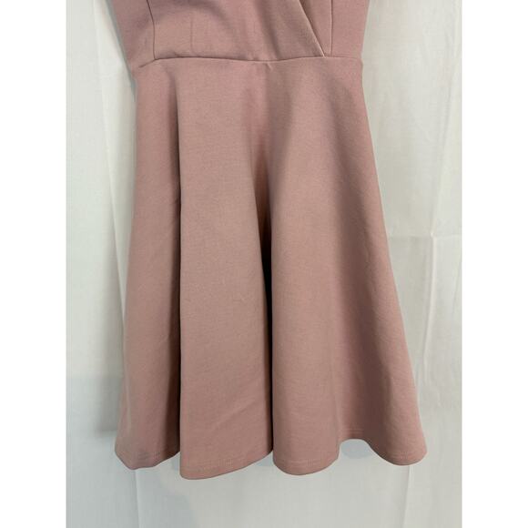 TRAC Mauve Pink Mini Skater Dress XS NWT Sleeveless Back Tie Cutout Fit & Flare - Picture 4 of 11